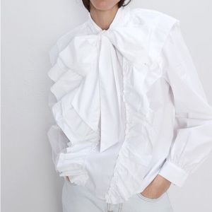 Zara Poplin Ruffled Shirt